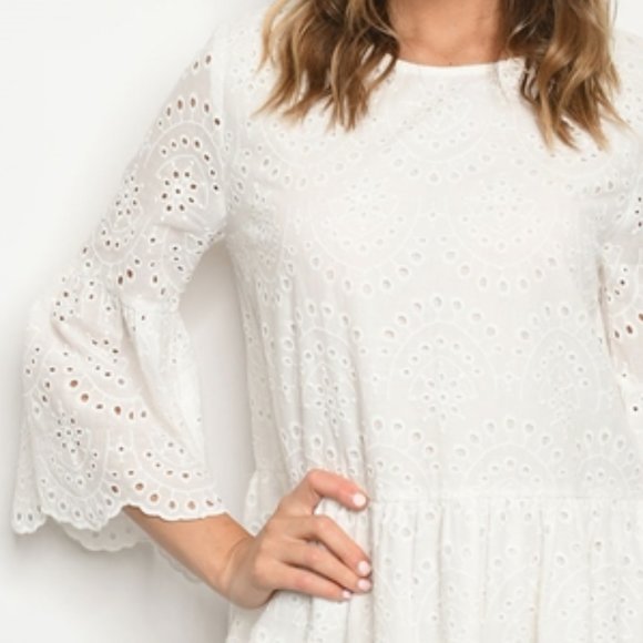 WHITE EYELET DRESS - Picture 4 of 9